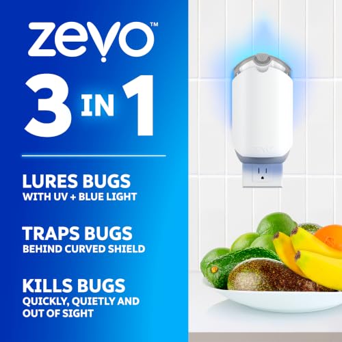 Zevo Flying Insect Trap for Fruit Flies & Gnats, 4 Plug-in Bases, 4 Refills - style: 4 Devices & 4 Cartridges