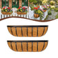 2 Pcs 36“ Railing Planter Window Box Deck Railing Planter Boxes with Coco Liner English Horse Trough Planters Metal Wall-Mounted Planters Basket for Outdoor Balcony Porch Fence Patio Rail - size: 36 Inch