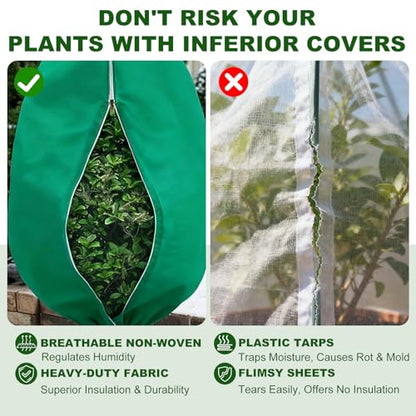 Plant Covers for Freeze Protection, 4 Pack 47" x 71" Drawstring - size: 47 x 71 Inch 4 Pack