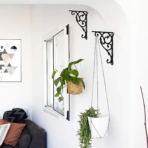 2 Pack Heavy Duty Wall Plant Hanger Brackets，11"RustProof Wall Mount Hook