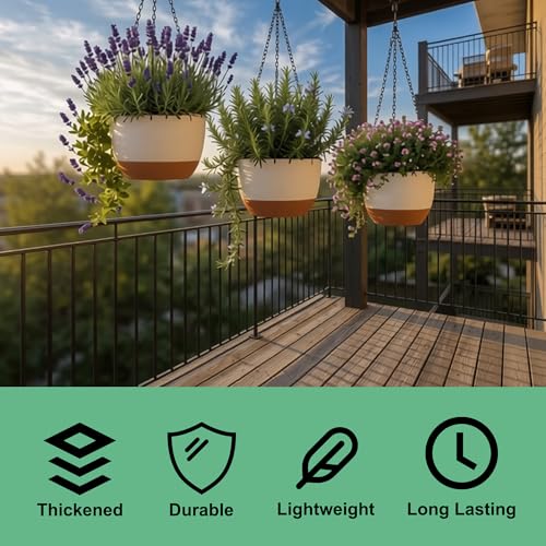 FUSHITON 3 Pack Self-Watering Hanging Planters for Indoor Outdoor