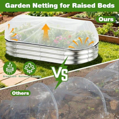 2 Pack Taller Garden Netting for 4x2FT Raised Beds with 10 Secured Clips - color: 4×2×1ft