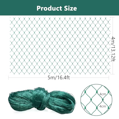 Bird Netting for Chicken Coop, Poultry Netting Over Chicken Run & Chicken Pen, Heavy Duty Nylon Nettings Reusable, UV-Resistant, Garden Netting Aviary Net Fruit Tree Nettings - size: 1.57''-13.12' x 16.4'