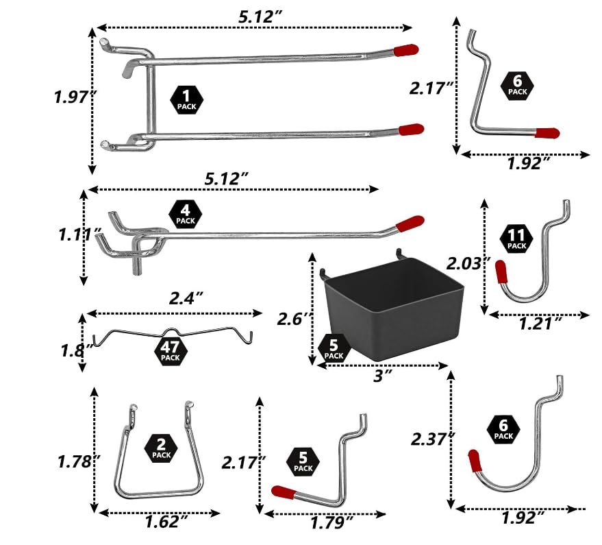 WEN Workbench Pegboard Accessory Kit, 114-Piece (WB114A) - size: 114-Piece Accessory Kit