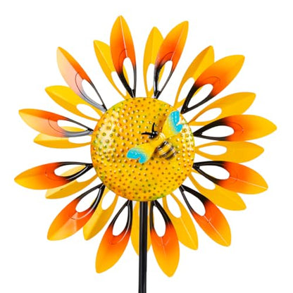 Stargarden Sunflower Wind Spinners, Large Metal Wind Sculptures - color: Large-sunflower