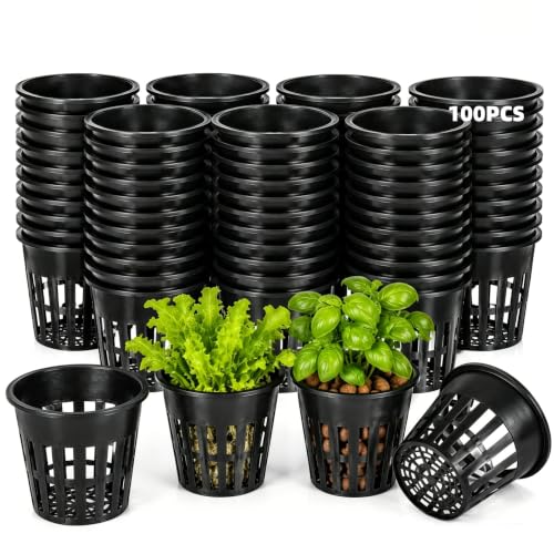 3 Inch Hydroponic Net Pots 100 Pack, Heavy Duty PP Net Cups for Seedlings