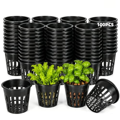 3 Inch Hydroponic Net Pots 100 Pack, Heavy Duty PP Net Cups for Seedlings