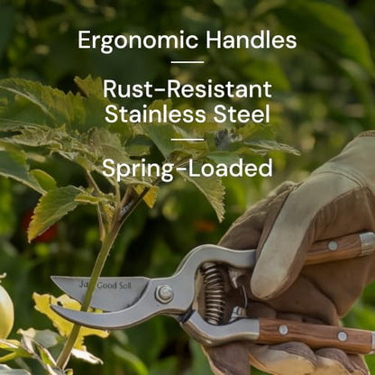 Garden Pruning Kit with Bypass Pruner & Precision Snips