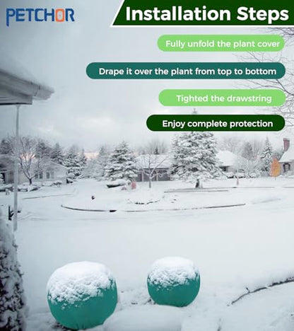 4PCS Winter Plant Covers Freeze Protection for Outdoor Plant 39x39″ - color: Green