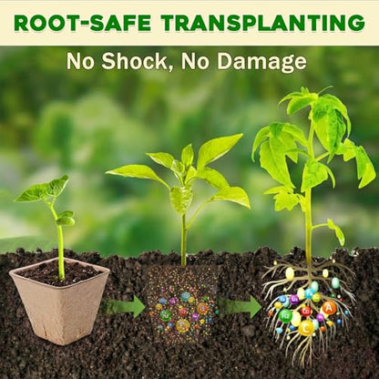 5PCS Seed Starter Tray with 90PCS Square Seed Peat Pots,Seed Starter Kit