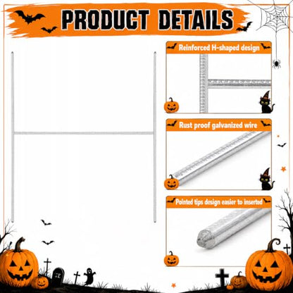 18Pcs Halloween Metal Stakes,Heavy Duty H-Shaped Tombstone Stakes for Yard