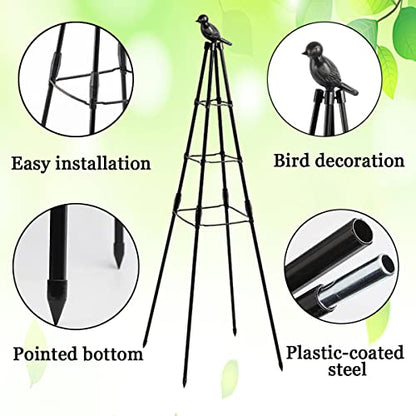 2 Pack Garden Trellis for Climbing Plants,63inch Tall Plants Trellis Support with Adjustable Stake Arms,Plastic Coated Rustproof Metal Pipe Supports for Outdoor Indoor, Potted Plants, Tomato, Rose - size: 2 Pack