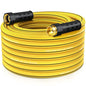 Heavy Duty Garden Hose 50ft, NON-EXPANDABLE Flexible Water Hose, Kink Resistant Lightweight Hybrid Hose, Leakproof Hose Male to Female Fittings - color: Black+Yellow, size: 50ft