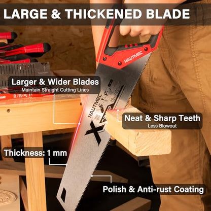 HAUTMEC X-Sharp 18" Pro Hand Saw for Wood Cutting, Large Tree Saws for Logs, 7 TPI Aggressive Rough Crosscut & Rip Handsaw with Thick Blade for Trimming Woodworking Lumber - style: Pro 18"