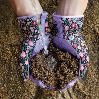 Gardening Gloves for Women, Breathable Leather Garden Gloves,Gardening Gift - color: Purple - Flower