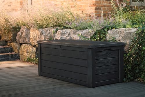 Keter Westwood Outdoor Storage Deck Box, 150 Gallon, Dark Grey - color: Dark Grey