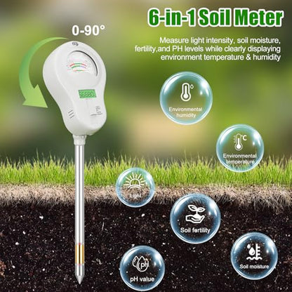 SPECILITE 6-in-1 Digital Soil Tester with Dual Screen & 2 Removable Probes