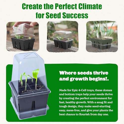 Epic Gardening Reusable Germination Domes & Trays - Easy Watering Seed Starting - Gardener Friendly Plant Trays for Seedlings | UV-Treated & BPA-Free (8)