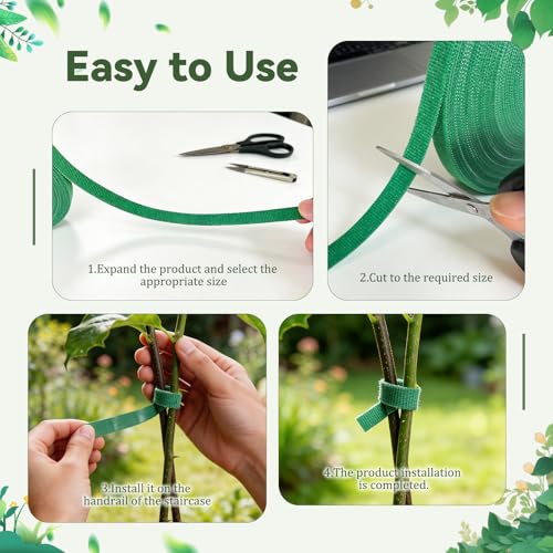 50FT Nylon Garden Tie Plant Tape Supports for Climbing Plants Green - color: Green