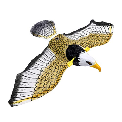 Luminous Bird Hanging Eagle Music Flying Bird Scarer for Garden Park Farm Bird Deterrent Eagle Flashing Eyes Sound Bird Chaser (ac)