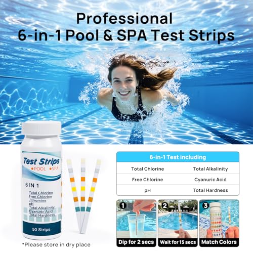 Consciot Pool Cleaning Kit, incl. Rake Net, Brush, Pole, Dispenser & Test Strip - size: 5PCS