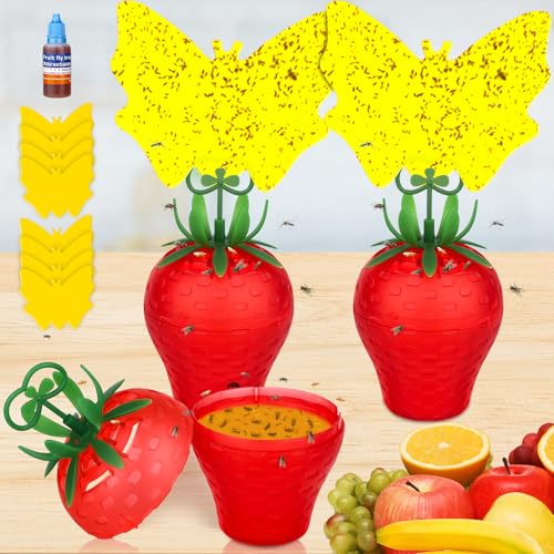 Fruit Fly Trap for Indoors,2025 Upgrade Fruit Flies Gnat Killer with Yellow Sticky Fruit Fly Traps,Safe and Non-Toxic Fruit Flies Traps,Odorless Fly Insect Trap for Home,Kitchen,Plants (Red,2 Pack) - color: Red