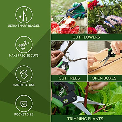 Hydroponic 2Pack Microtip Straight blade/Curved Blade Flower Leaf Trimmer Pruning Shears by Yieldcropper
