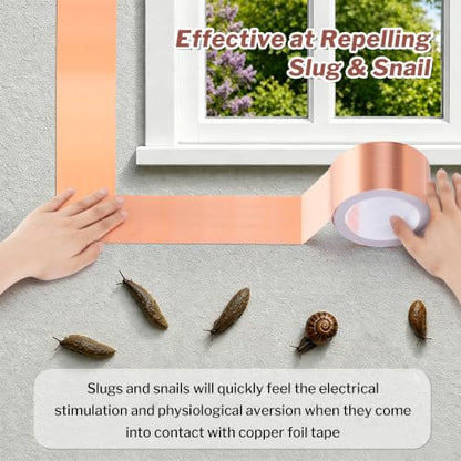 1 Pcs Copper Tape for Slugs and Snails, 3 in X 33 ft - size: 3 Inch X 33 ft