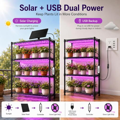 16.4FT Solar Grow Light Strip for Indoor Outdoor Plants