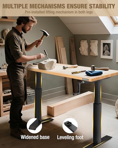 WORKPRO 47.2" x 23.6" Adjustable Workbench with Crank Handle, Rubber Wood - size: 3.93FT workbench