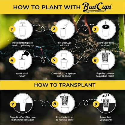 BudTrainer BudCups Nursery Pots for Seedlings, 16 Oz, Black, 5-Pack - color: Black