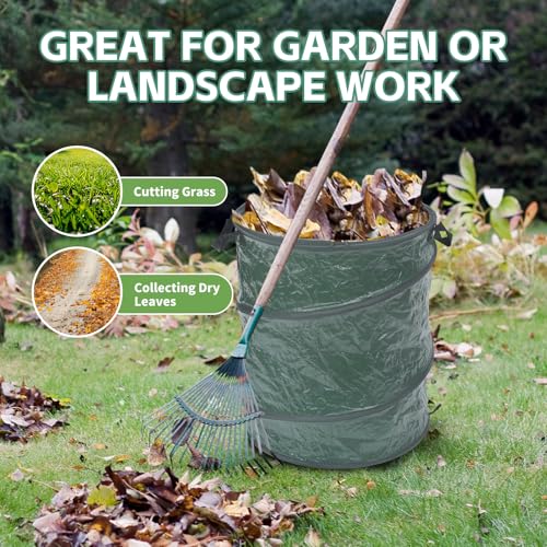 MaxWorks Pop Up Trash Can 30 Gallon Collapsible Garden Leaf Bin Portable Outdoor Garbage Can for Camping Yard Waste and Laundry Heavy Duty Spring Loaded Design (51048)