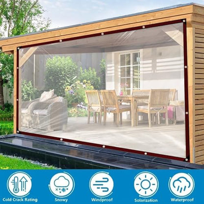 Clear Tarp - Heavy Duty Waterproof 8x16FT Plastic Tarps with Grommets Clear Vinyl Tarps for Outdoor Porches Transparent Tarpaulin for Patio Enclosure Roofs Greenhouse Plant Chicken Coop Cover - size: 8x16FT-1PCS