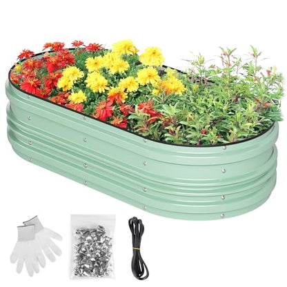 WORKPRO 4x2x1ft Galvanized Raised Garden Bed Set - color: Light Green, size: 4x2x1ft