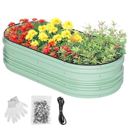 WORKPRO 4x2x1ft Galvanized Raised Garden Bed Set - color: Light Green, size: 4x2x1ft
