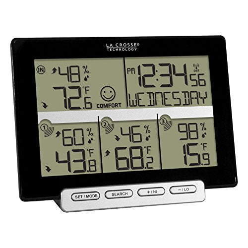 La Crosse Technology 308-1412-3TX-INT Wireless Weather Station (Including 3 Sensors) , Black