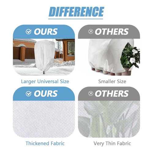 48x72in Plant Covers Freeze Protection Frost Blanket, 2.5oz/yd² Reusable Frost Cloth with Drawstring, Winter Plants Jacket Warm Shrubs Cover Protection for Outdoor Garden Plants & Vegetables, 2 Packs - color: 47X71IN