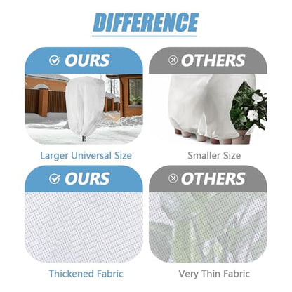 48x72in Plant Covers Freeze Protection Frost Blanket, 2.5oz/yd² Reusable Frost Cloth with Drawstring, Winter Plants Jacket Warm Shrubs Cover Protection for Outdoor Garden Plants & Vegetables, 2 Packs - color: 47X71IN