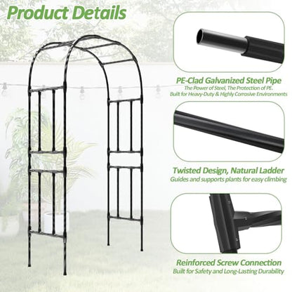Thickened Metal Garden Arch-59L*94.5H,Trellis for Climbing Plants Outdoor - size: 59（L）*94(H)*16(W)IN