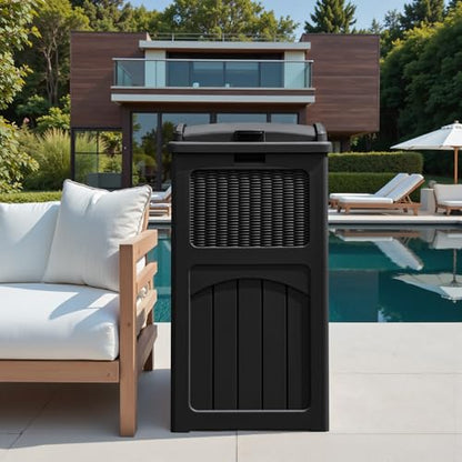 Greesum 33 Package Delivery Box for Outside, Waterproof Resin Garbage Bin with Lid for Hideaway, Deck, Patio, Black - color: Black, style: 1 Pack
