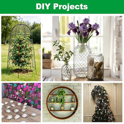 Wire for Floral Arrangements, Green Mesh, 0.6 Inch Hexagonal Galvanized PVC Coated Netting Fence for Crafts, Poultry (16 in x 26 ft) - size: 16 in x 26 ft