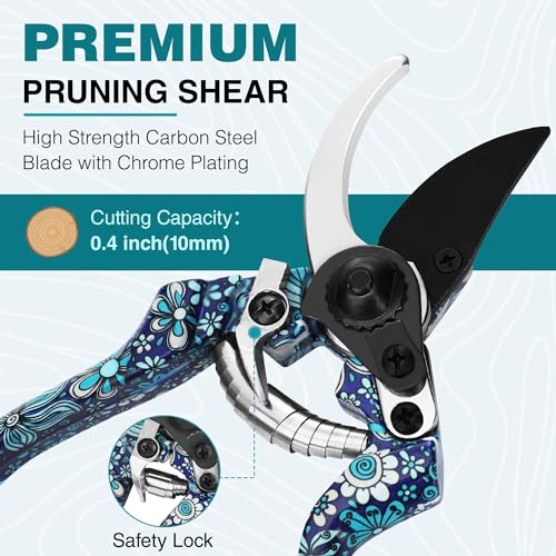 WORKPRO 4PCS Aluminum Garden Tool Set, Heavy Duty - style: Blue flower
