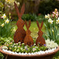 3-Pack Rustic Metal Rabbit Garden Stakes, Weathered Rust Finish with Heart Cutout, Suitable for Easter Accents