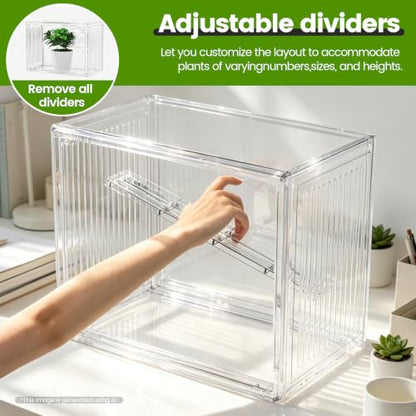 BOHOIDEE 14.17"X10.63"X8.66" Mini Greenhouse for Indoor, Clear Portable Tabletop Green House with Magnetic Door for Small Plants Nursery Germination and Display(1, Medium-B) - size: Medium-B