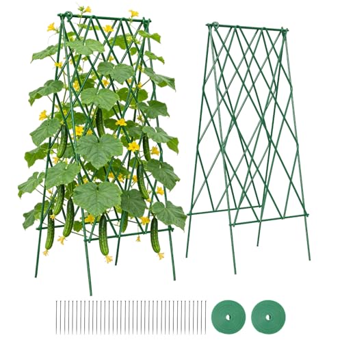 Suteck Cucumber Trellis 39.2" 2 Pack A-Frame, Foldable Metal - size: 39.2"