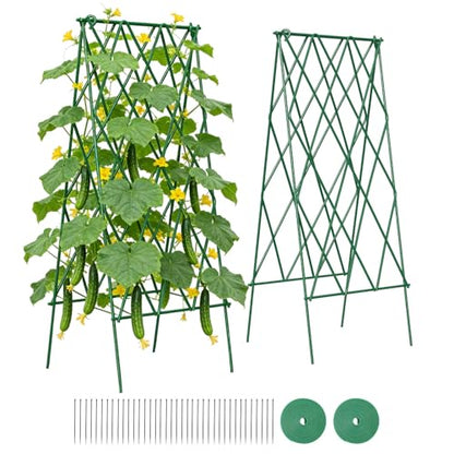 Suteck Cucumber Trellis 39.2" 2 Pack A-Frame, Foldable Metal - size: 39.2"