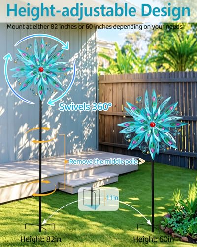 82 Inch Large Metal Wind Spinners for Outdoors