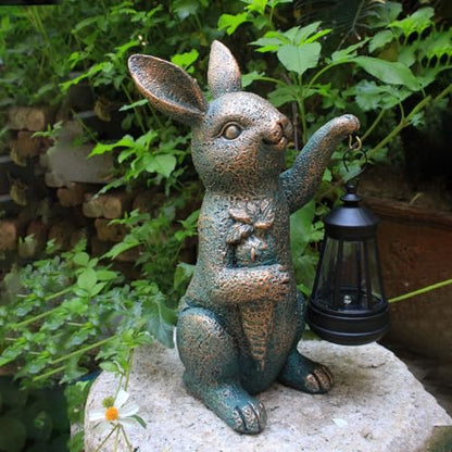 Solar Garden Statues -Rabbit Lantern Outdoor Handmade Resin Statue with LED Light, Cute Carrot Holder for Patio, Yard, Gift Ideas (rabbit2) - color: rabbit2