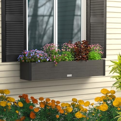 Mayne Horizon 48in Rectangular Window Box Planter, Charcoal - size: 48in