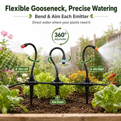 100FT 5/16" Drip Irrigation Kit, 18 Emitters for Raised Beds - size: 100FT